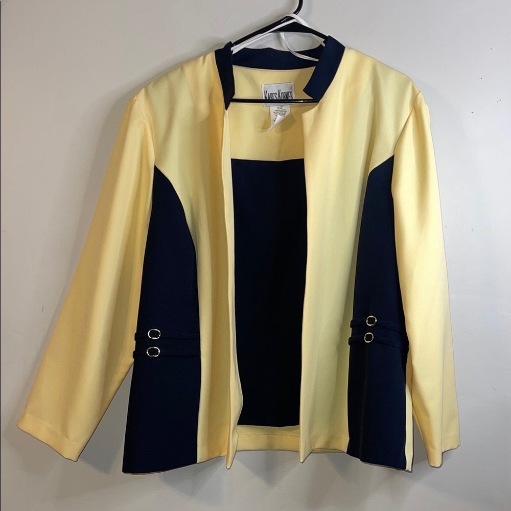 Kari's Korner Women's Yellow and Black Color block Blazer EUC Size 24W